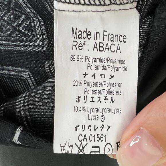 Vintage Rayure Black White Geometric Clip Closure Cardigan Jacket 40 S FRANCE - Picture 8 of 9